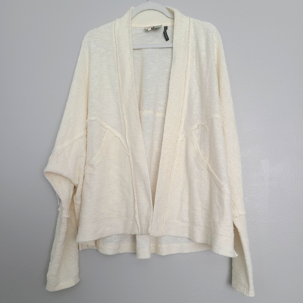 Anthropologie Saturday Sunday Yvonne Fringe Doleman Off-white Classic Cardigan L
